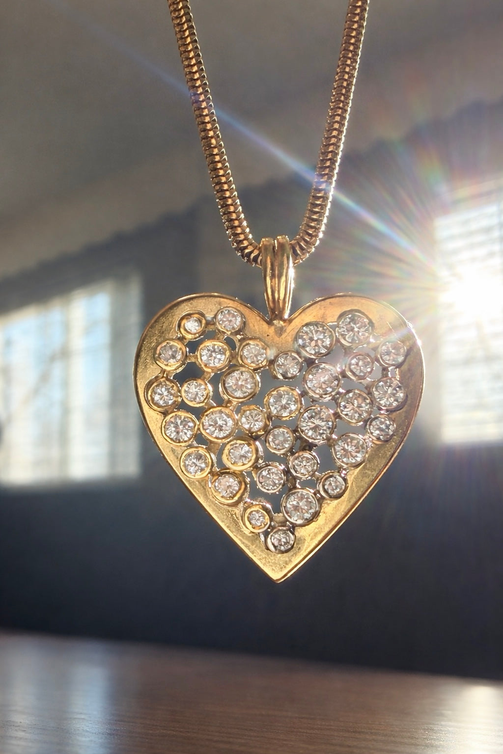 Vintage Two tone Diamond Set Heart Pendant