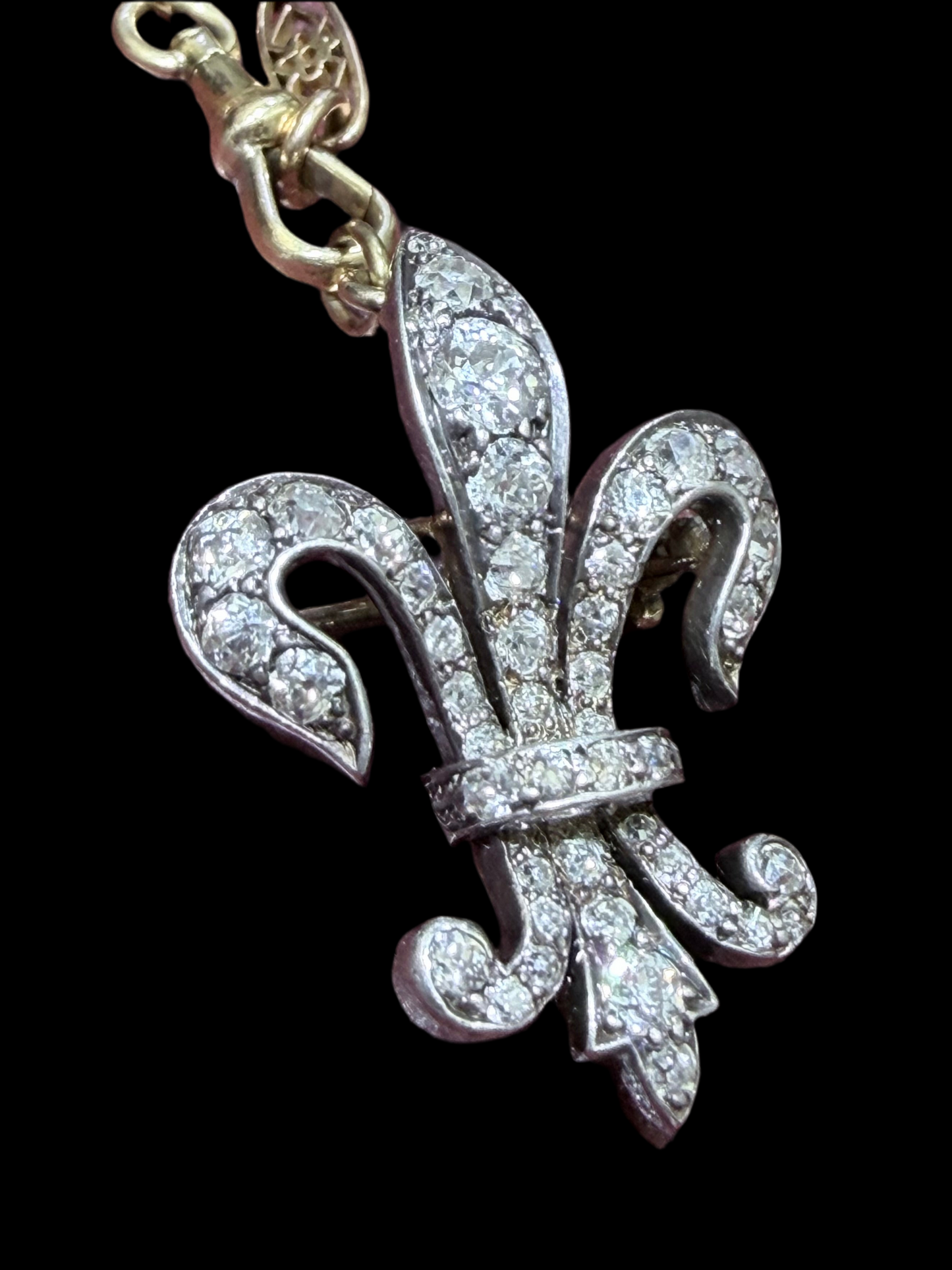 Victorian Fleur de Lis Diamond Brooch Pendant