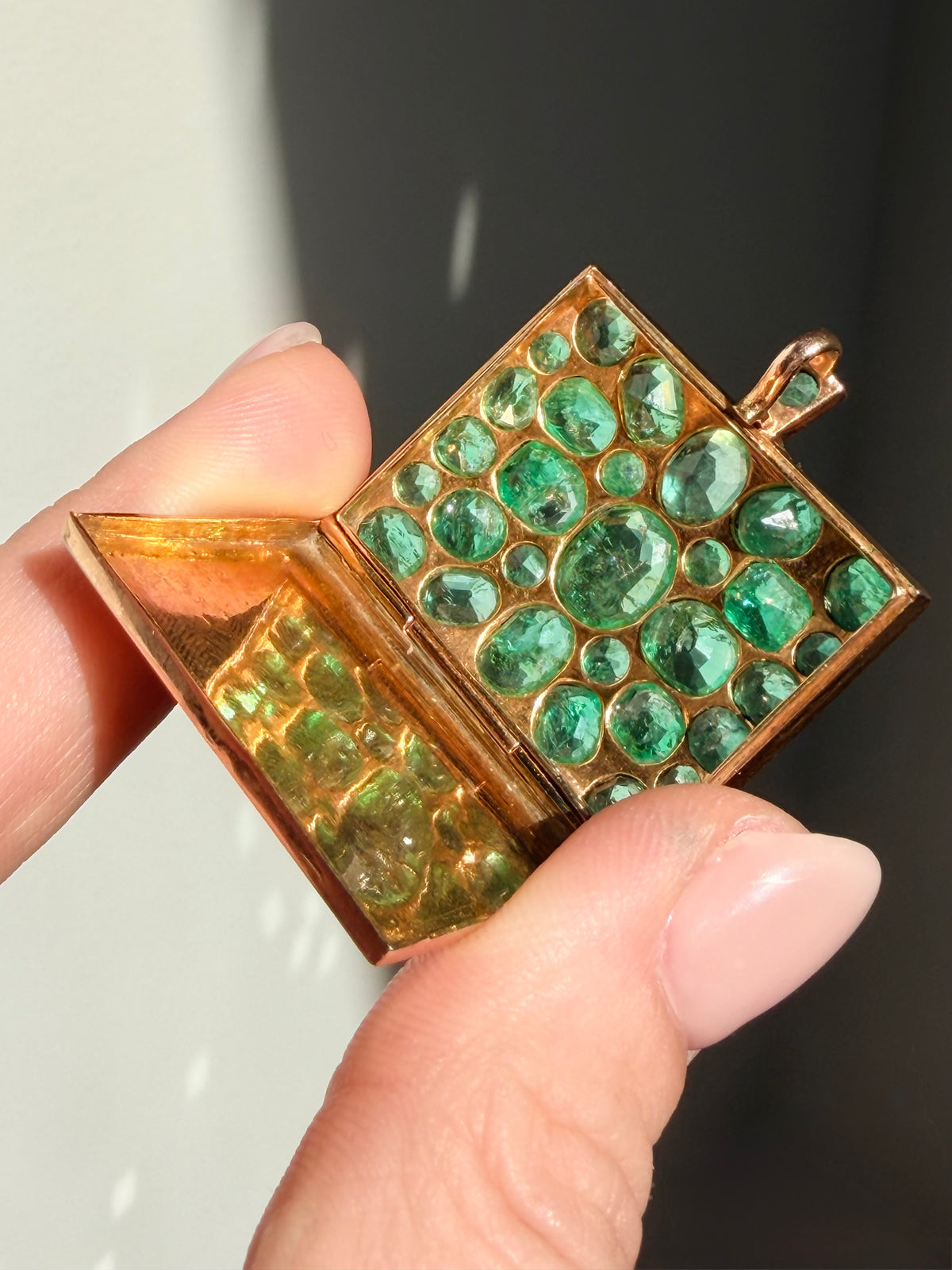 1950s Emerald Square Locket Pendant