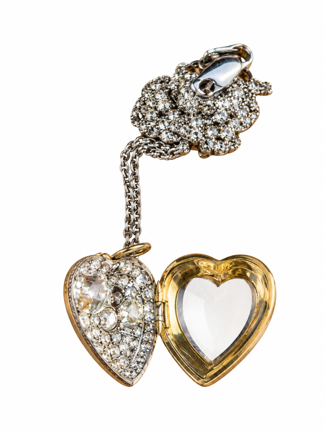 Vintage Multi Gem and Diamond DEAREST Heart Locket Pendant