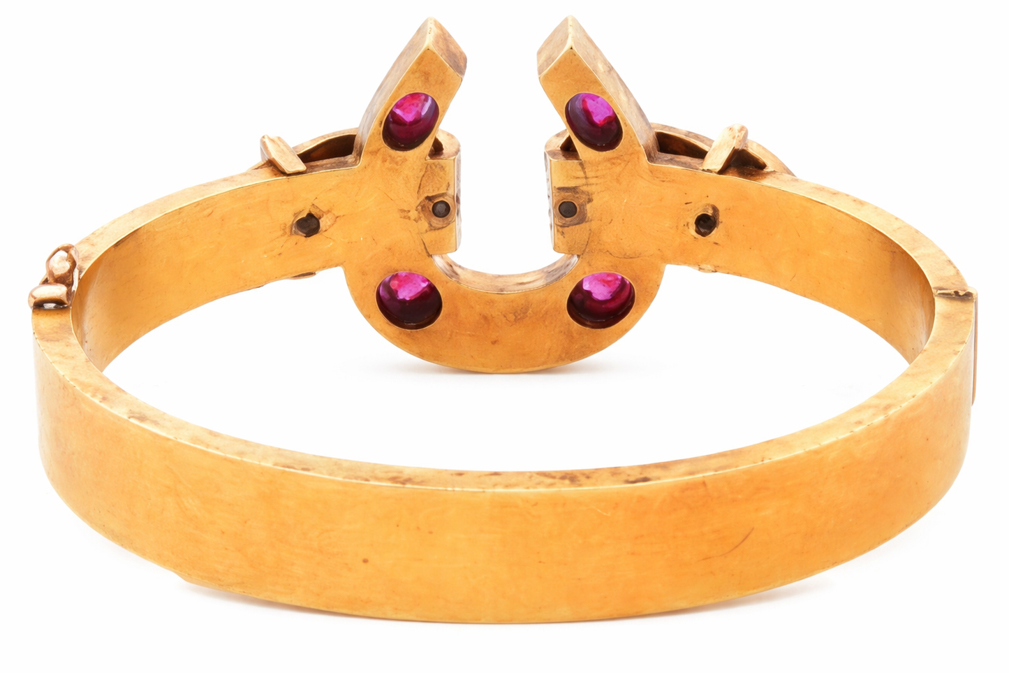 Antique Ruby and Diamond Horseshoe Bangle Bracelet