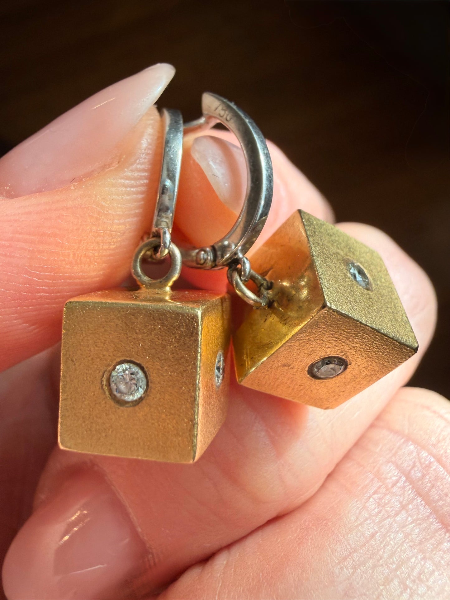 Vintage Cube Diamond Earrings