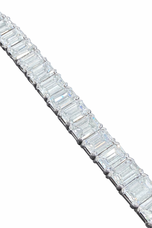 Mid Century Emerald Cut Diamond Line Bracelet