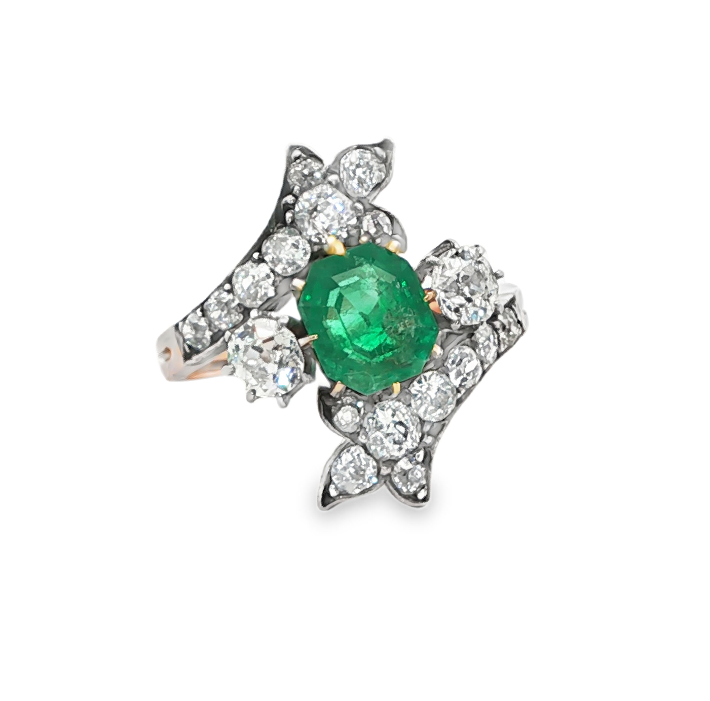 Victorian Emerald and Old Cut Diamond Ring