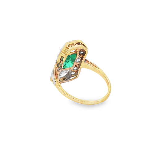 Art Deco Emerald and Diamond Ring