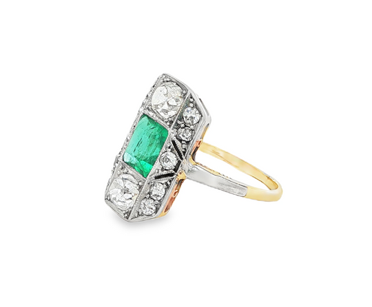 Art Deco Emerald and Diamond Ring