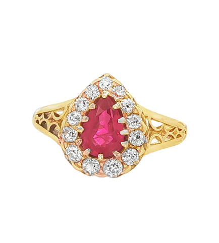 Victorian Ruby and Diamond Cluster Ring