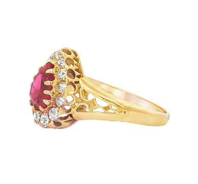 Victorian Ruby and Diamond Cluster Ring