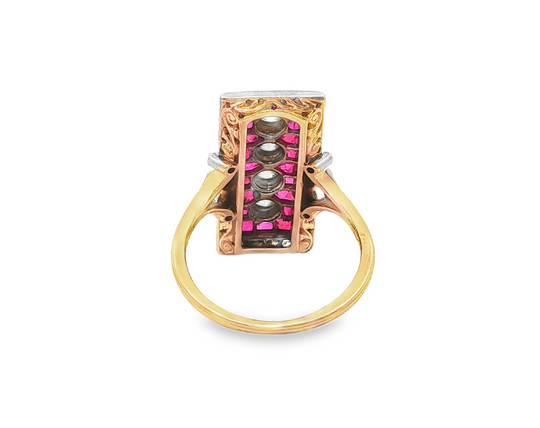 Art Deco Ruby and Diamond Tablet Ring