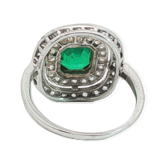 Art Deco Emerald and Diamond Cluster Ring