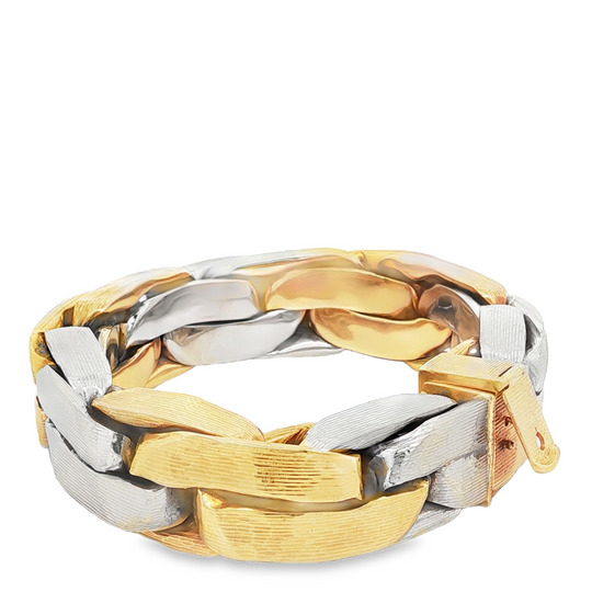 Meister Two Tone Gold Textured Wrapped Link Bracelet