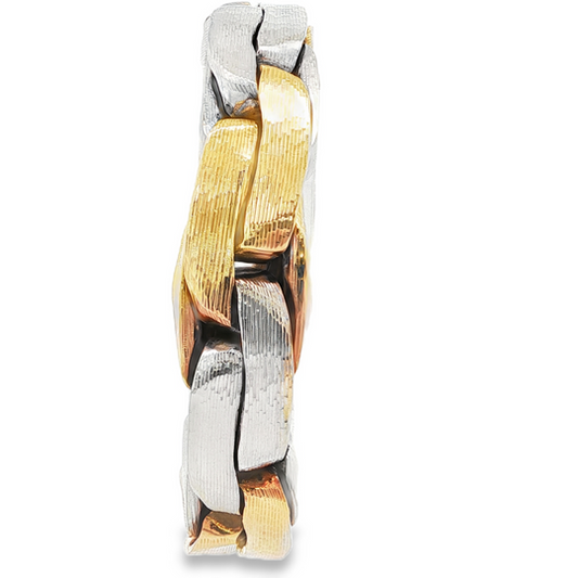 Meister Two Tone Gold Textured Wrapped Link Bracelet