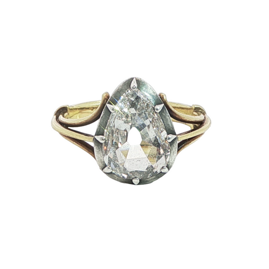 Antique Old Mine Pear Cut Diamond Ring