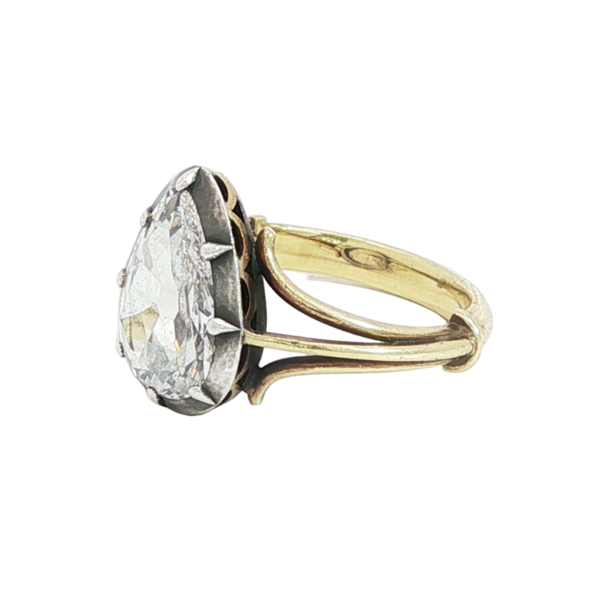 Antique Old Mine Pear Cut Diamond Ring