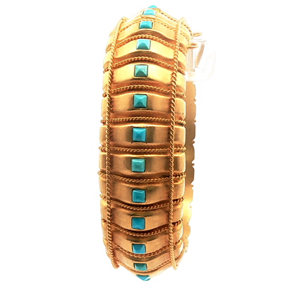 Victorian Etruscan Revival Turquoise Bangel
