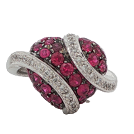 Vintage Ruby and Diamond Wrapped Heart Ring