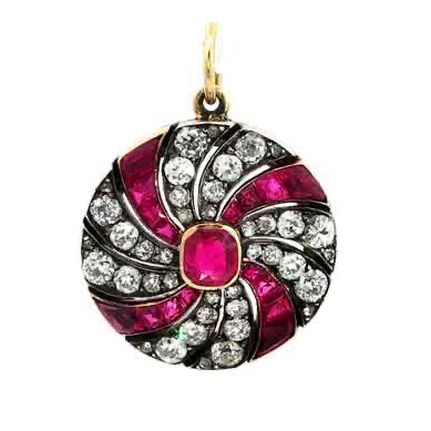 Early Victorian Ruby and Old Mine Cut Diamond Locket