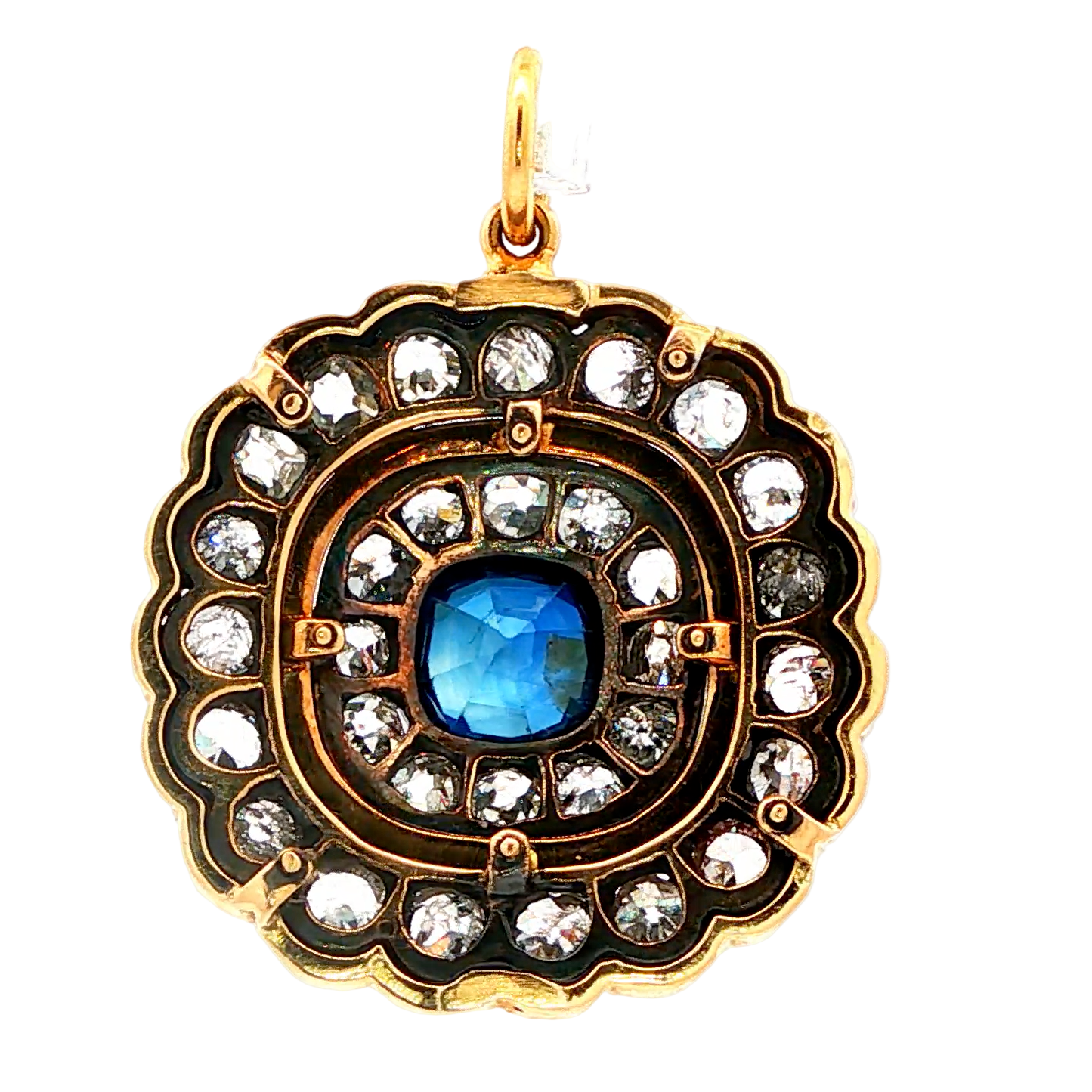 Art Deco Sapphire and Diamond Cluster Pendant