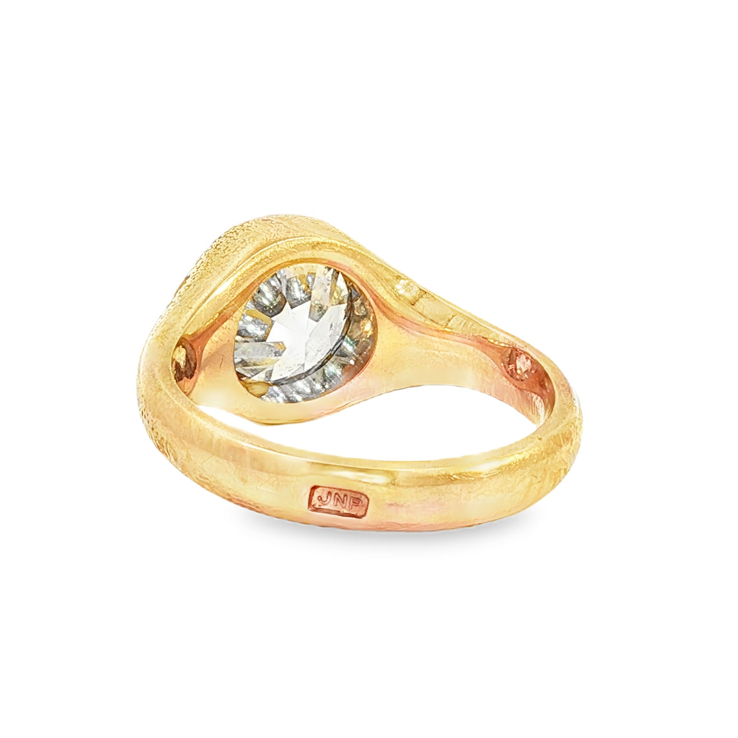 Old European Cut Diamond Flush Solitaire Ring