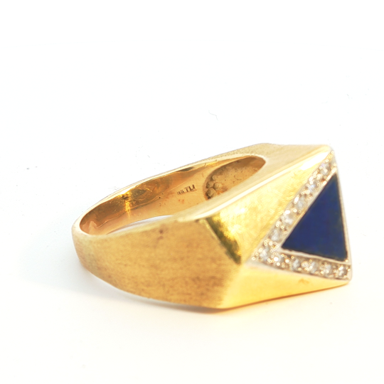 Vintage Lapis & Diamond Trillion Top Ring