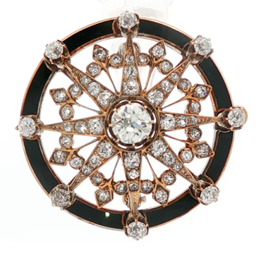 Victorian Diamond and Enamel Star Brooch Pendant