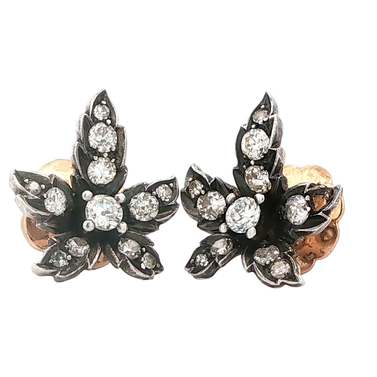 Antique Diamond Maple Leaf Earrings