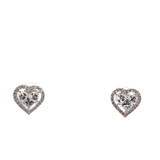 Vintage Diamond Cluster Heart Earrings