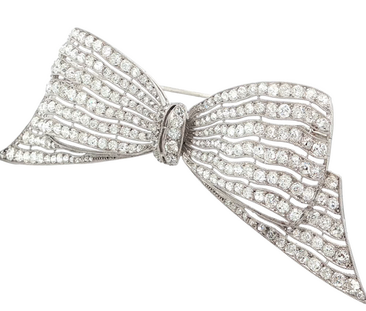 Antique French and Diamond Bow Brooch