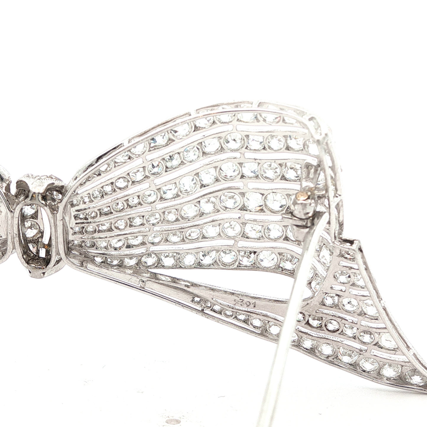 Antique French and Diamond Bow Brooch