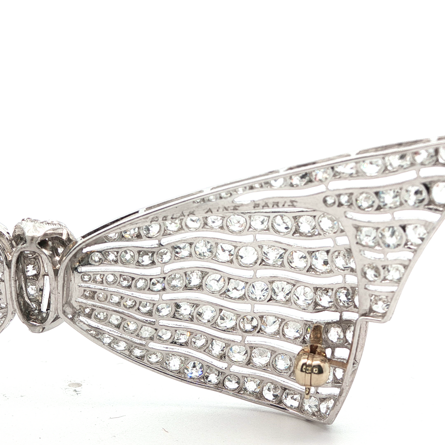 Antique French and Diamond Bow Brooch