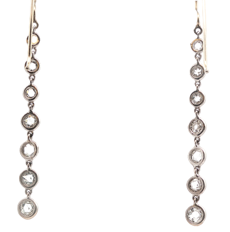 Rose Cut Diamond Dangle Line Earrings