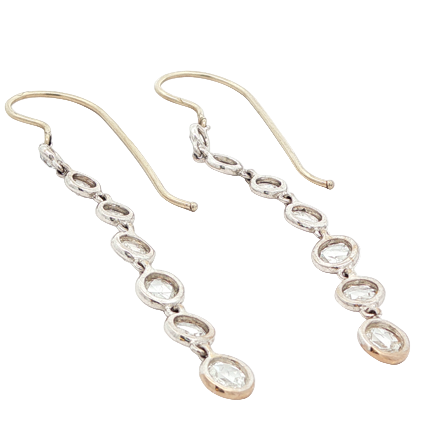 Rose Cut Diamond Dangle Line Earrings
