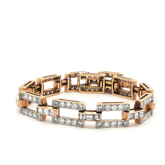 Tiffany 1940s Square Link Diamond Bracelet