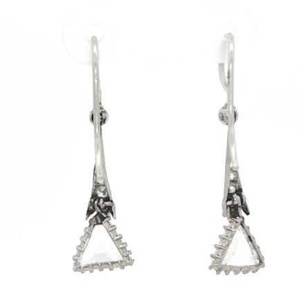 Art Deco Trillion Cut Diamond Drop Earrings