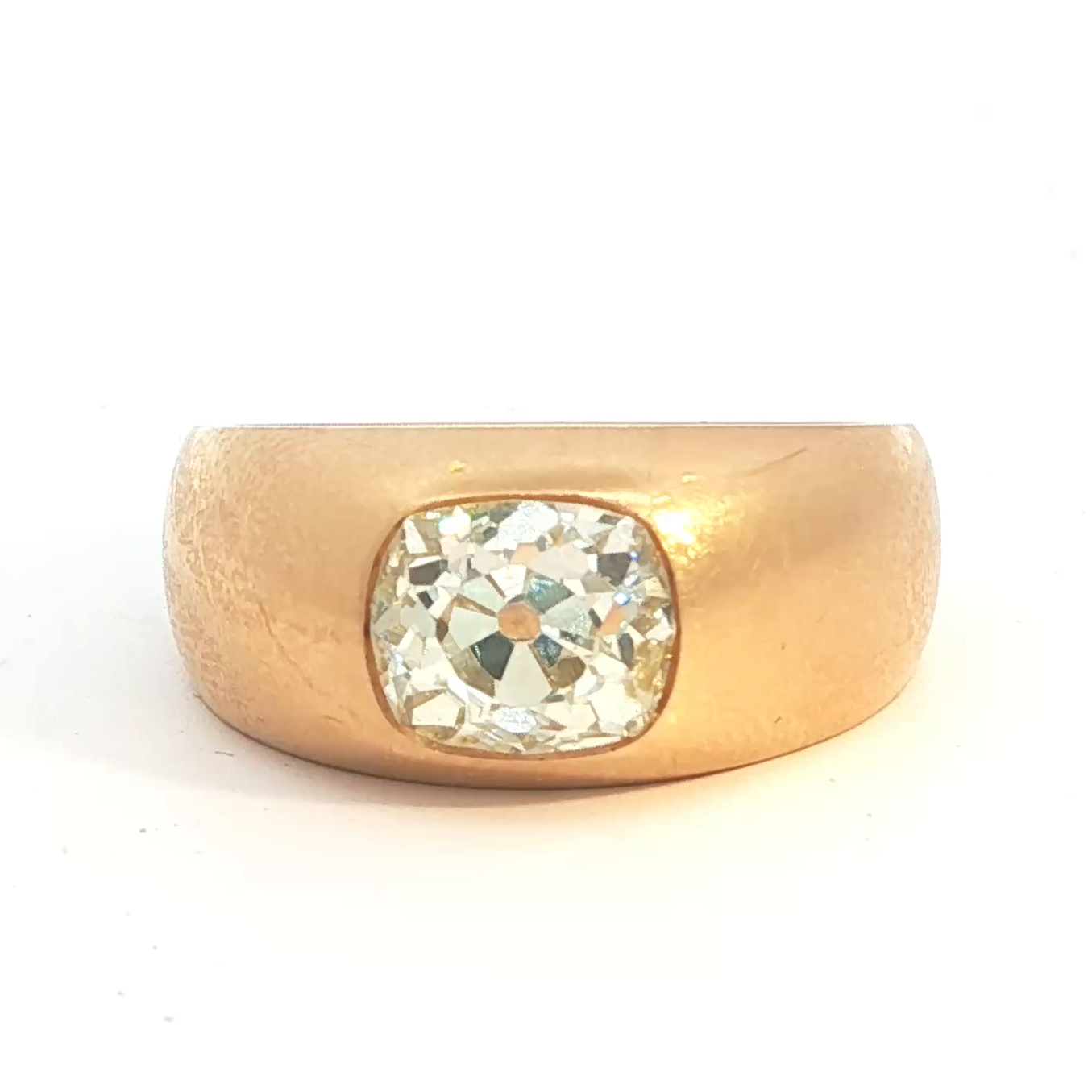 Old Mine Cut Diamond Flush Ring