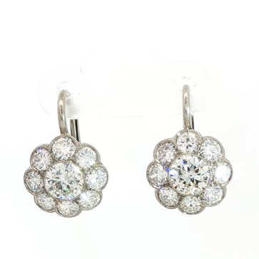 Art Deco Old Cut Diamond Cluster Earrings