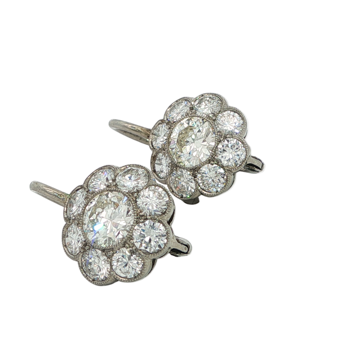 Art Deco Old Cut Diamond Cluster Earrings
