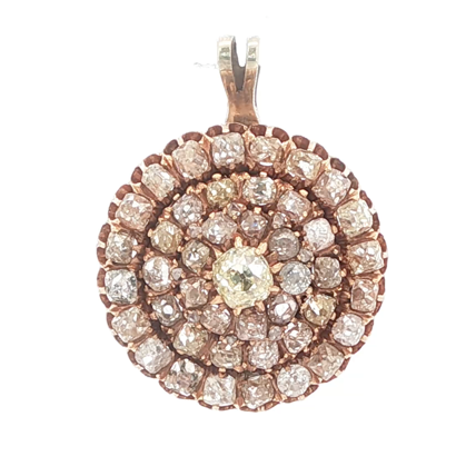 Antique Russian Old Mine Cut Diamond Cluster Pendant