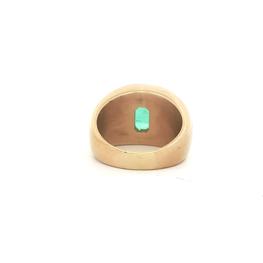 Vintage Flush Set Colombian Emerald Ring