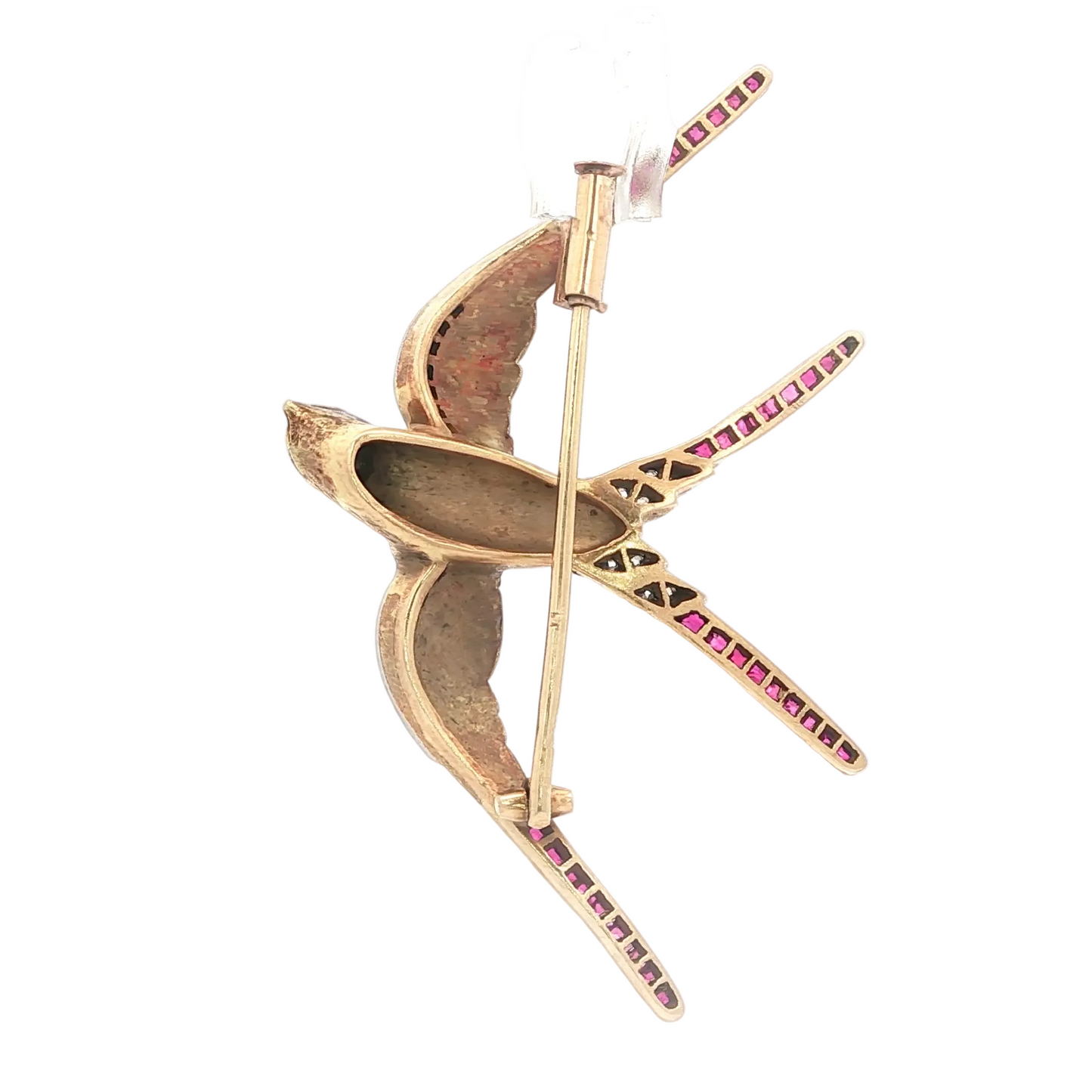 SOLD - Victorian Ruby and Diamond Swallow Brooch