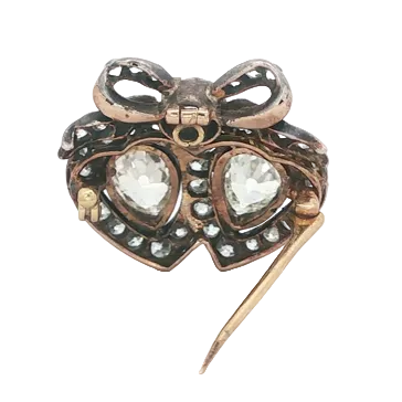 Victorian Double Heart Diamond Brooch