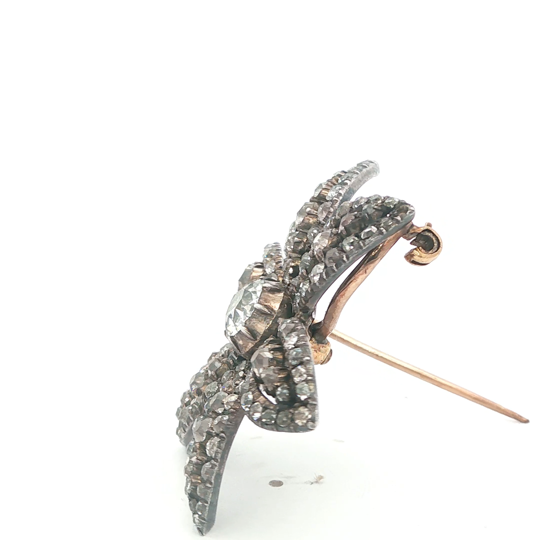 Georgian Diamond Cluster Flower Brooch