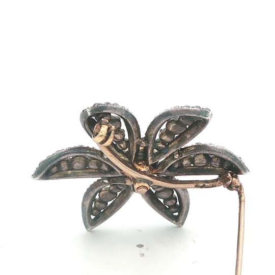 Georgian Diamond Cluster Flower Brooch