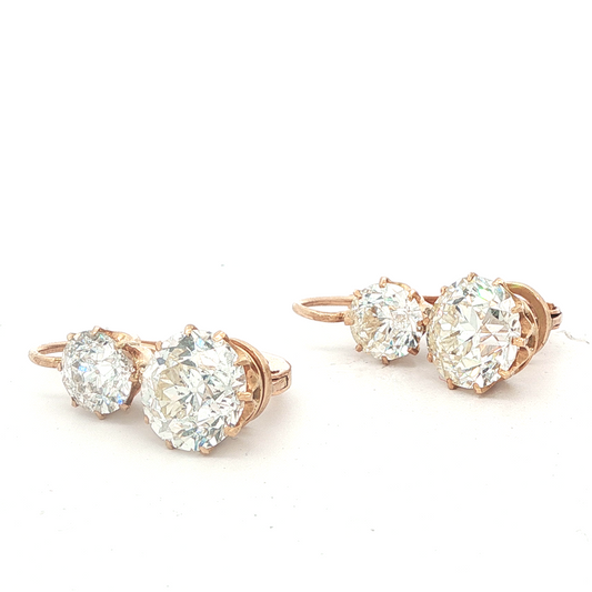 Antique Old Mine and Old European Cut Diamond Drop Earrings