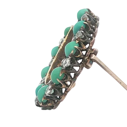 Victorian Turquoise and Diamond Horseshoe Brooch