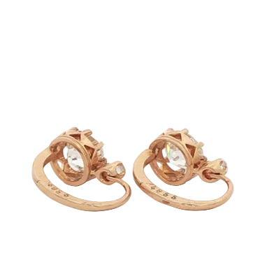 French Antique Dormeuse Old Mine Cut Diamond Earrings