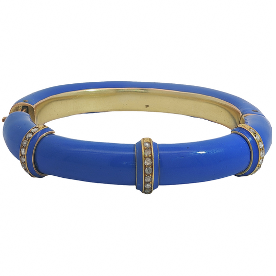 Antique Enamel and Diamond Bangle