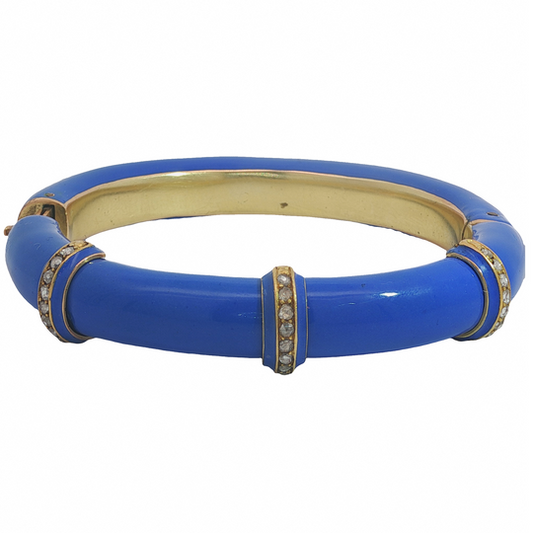 Antique Enamel and Diamond Bangle