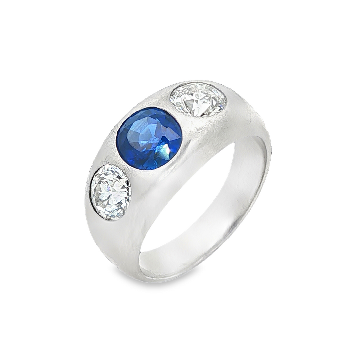 Burmese Sapphire & Diamond Flush Set Ring