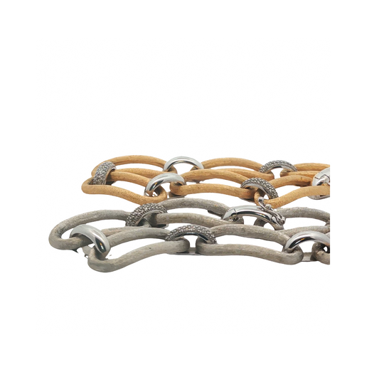 Oval and Diamond Link Bracelet Necklace Set
